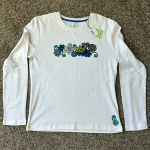 Vera Bradley Women’s Size Large Mod Floral Blue Long Sleeve T Shirt NEW NWT.